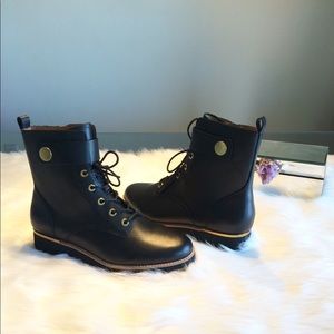 Franco Sarto NEW Black Leather ZIPUP Combat Boots